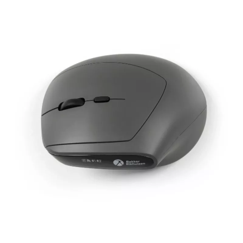 BakkerElkhuizen MidWay hiir Right, paremakäeline, vertikaalne disain, optiline, RF-juhtmevaba + Bluetooth + USB USB-C, 2400 DPI, hall, must