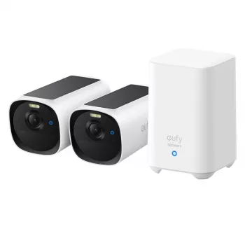 IP-kuul-turvakaamera Anker Eufy eufyCam E40 2-Cam Kit koos HomeBase S280-ga, välistingimustesse, 2688×1520 px, 130° vaateväli, seinale paigaldatav