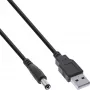 InLine USB alalisvoolu toiteadapteri kaabel, USB A-pistik kuni DC 5,5x2,10 mm pistik, must, 1 m