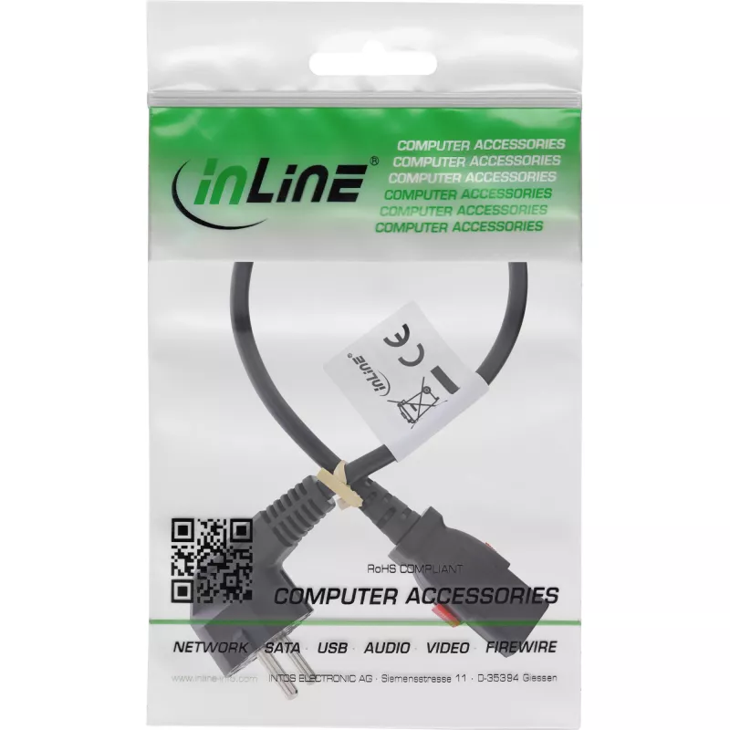 InLine 16954L toitekaabel Must 0,5 m IEC C13 CEE7/7