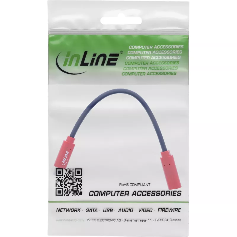 InLine USB-C soovahetuse adapter 31654, USB-C - USB-C, 0,2 m, punane