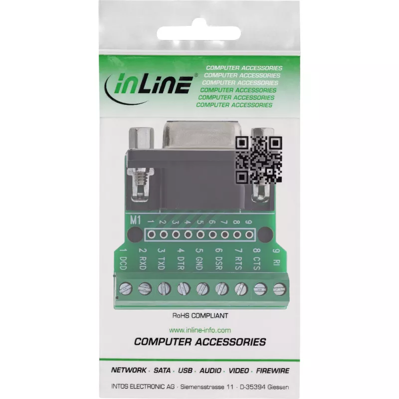 InLine 92501C juhtmepistik Klemmiplokk / D-Sub 9 Must, Roheline