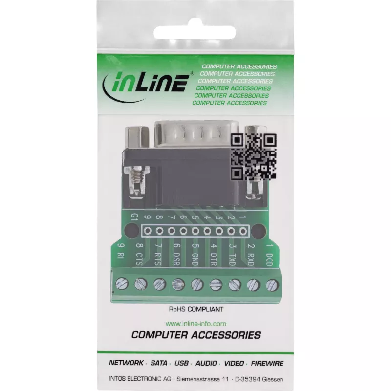 InLine 92501D juhtmepistik Klemmiplokk / D-Sub 9 Must, Roheline
