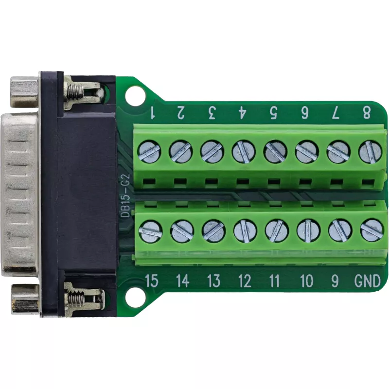 InLine 92502B juhtmepistik Terminaliplokk / D-Sub 15 Must, Roheline