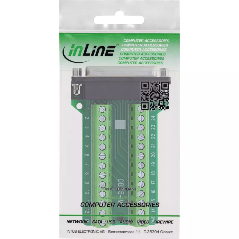 InLine 92502E juhtmepistik Terminaliplokk / D-Sub 25 Roheline