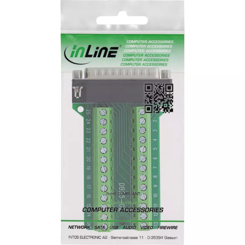 InLine 92502F juhtmepistik Terminaliplokk / D-Sub 25 Roheline