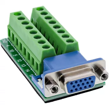 InLine 92503A juhtmepistik Klemmiplokk, VGA (HD15) Sinine, Roheline