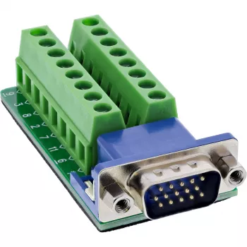 InLine 92503B juhtmepistik Klemmiplokk, VGA (HD15) Sinine, Roheline