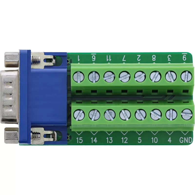 InLine 92503B juhtmepistik Klemmiplokk, VGA (HD15) Sinine, Roheline