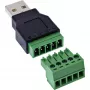 InLine 92504A juhtmeühendaja USB-A / klemmiplokk, 5-kontaktiline Must, Roheline