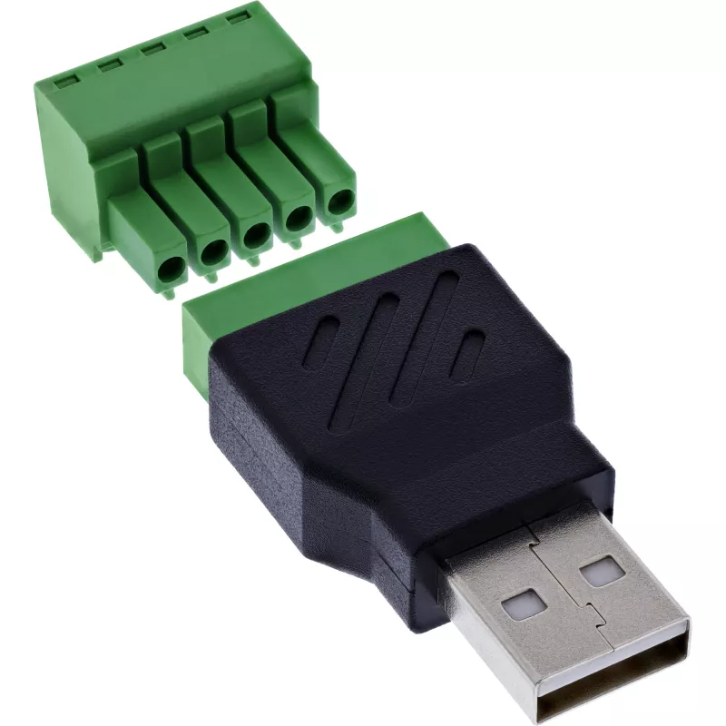 InLine 92504A juhtmeühendaja USB-A / klemmiplokk, 5-kontaktiline Must, Roheline