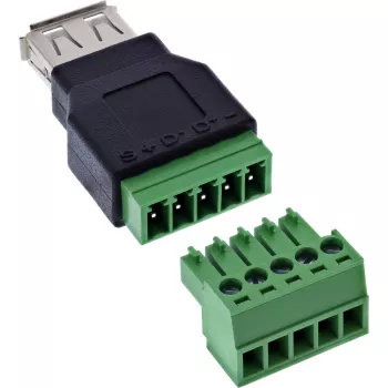 InLine 92504B juhtmeühendus USB-A / klemmiplokk, 5-kontaktiline Must, Roheline