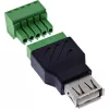 InLine 92504B juhtmeühendus USB-A / klemmiplokk, 5-kontaktiline Must, Roheline