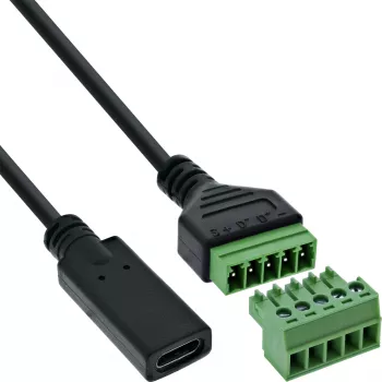 InLine 92504F juhtmepistik USB-C / Klemmiplokk, 5-kontaktiline Must, Roheline