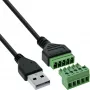 InLine 92504G juhtmeühendus USB-A / klemmiplokk, 5-kontaktiline Must, Roheline