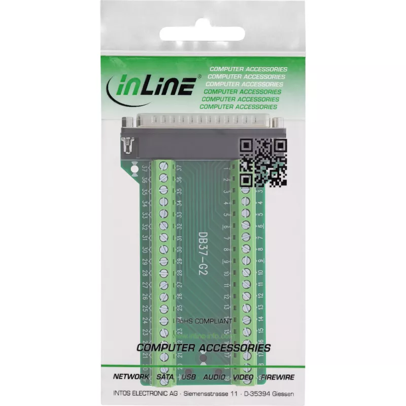 InLine 92502J juhtmepistik Klemmiplokk / D-Sub 37 Must, Roheline