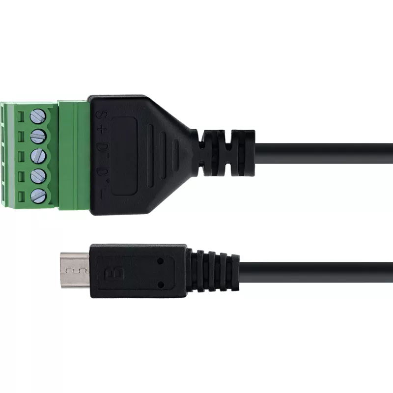 InLine 92504C juhtmeadapter Micro USB / klemmliist, 5 kontaktiga, Must, Roheline