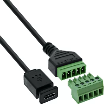 InLine 92504D juhtmeühendus Micro USB / klemmiplokk, 5 kontaktiga Must, Roheline