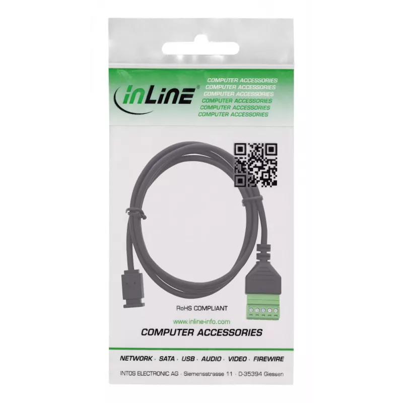 InLine 92504D juhtmeühendus Micro USB / klemmiplokk, 5 kontaktiga Must, Roheline