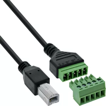 InLine 92504I juhtmeühendaja USB-B / Klemmiplokk, 5-kontaktiline Must, Roheline