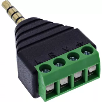 InLine 92504J juhtmepistik 3,5 mm 4-kontaktiline TRRS-pistik / 4-klemmiga klemmiplokk Must, Roheline