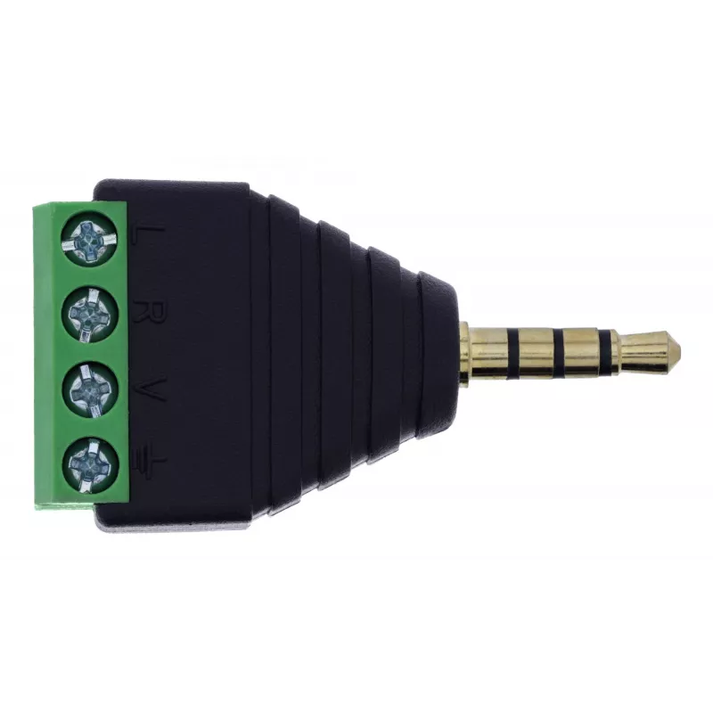 InLine 92504J juhtmepistik 3,5 mm 4-kontaktiline TRRS-pistik / 4-klemmiga klemmiplokk Must, Roheline