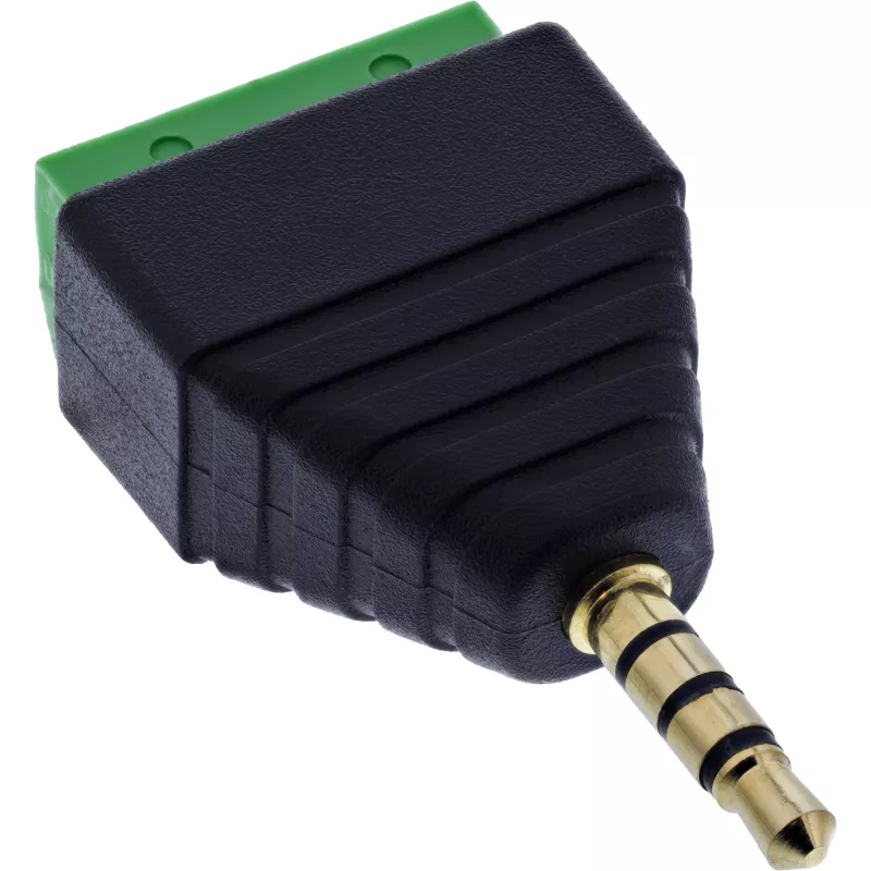 InLine 92504J juhtmepistik 3,5 mm 4-kontaktiline TRRS-pistik / 4-klemmiga klemmiplokk Must, Roheline