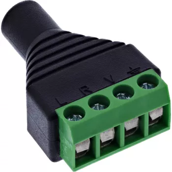 InLine 92504K juhtmeadapter 3,5 mm 4-kontaktiline pistikupesa TRRS / klemmliist 4 klemmi Must, Roheline