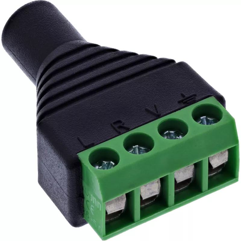 InLine 92504K juhtmeadapter 3,5 mm 4-kontaktiline pistikupesa TRRS / klemmliist 4 klemmi Must, Roheline