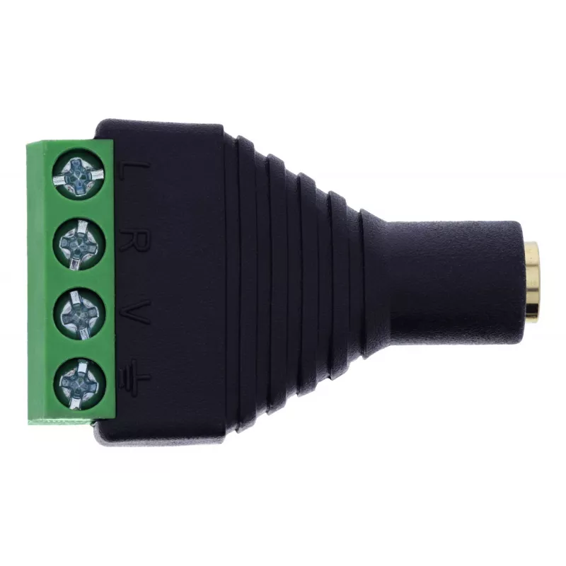 InLine 92504K juhtmeadapter 3,5 mm 4-kontaktiline pistikupesa TRRS / klemmliist 4 klemmi Must, Roheline