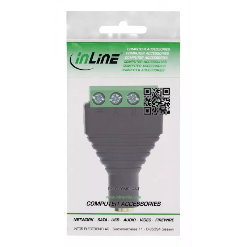 InLine 92504K juhtmeadapter 3,5 mm 4-kontaktiline pistikupesa TRRS / klemmliist 4 klemmi Must, Roheline