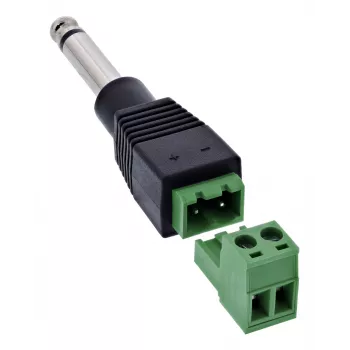 InLine 92504M juhtmepistik 6,35 mm 2-kontaktiline pistik TS / klemmiplokk 2 klemmi Must, Roheline