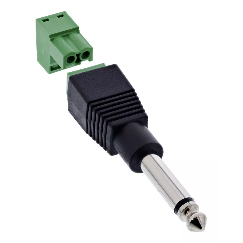 InLine 92504M juhtmepistik 6,35 mm 2-kontaktiline pistik TS / klemmiplokk 2 klemmi Must, Roheline