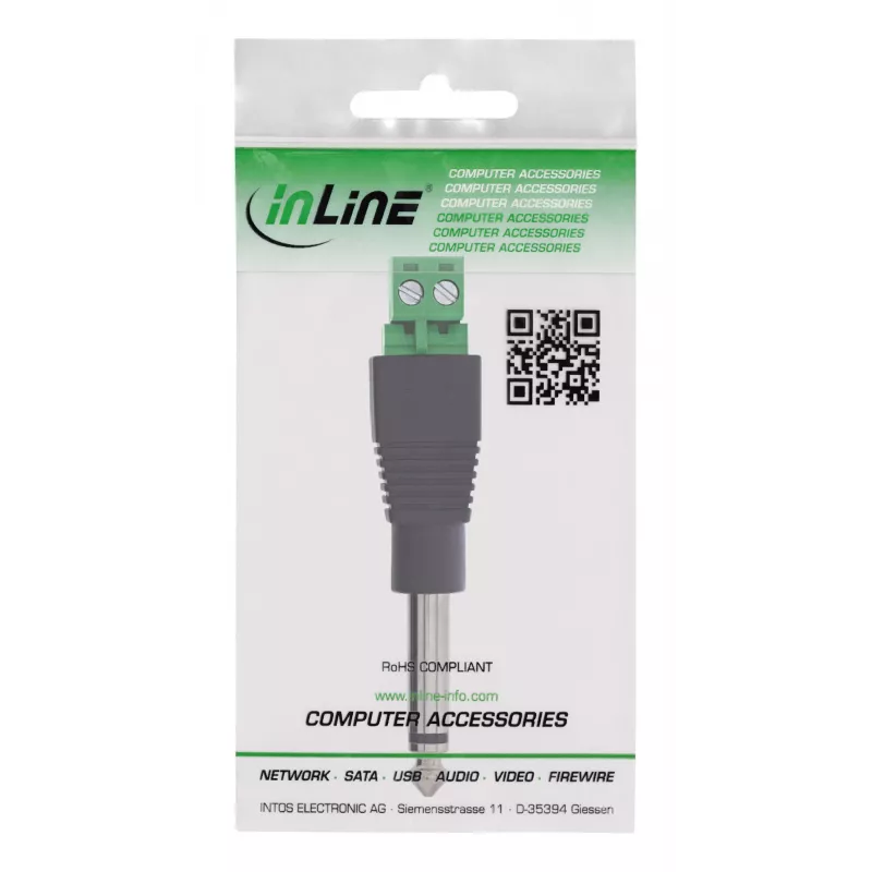 InLine 92504M juhtmepistik 6,35 mm 2-kontaktiline pistik TS / klemmiplokk 2 klemmi Must, Roheline