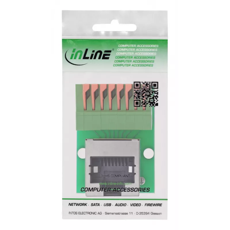 InLine 92505G juhtmepistik RJ45 Cat.5e 8P8C / Klemmiplokk, 8-kontaktiline Roheline