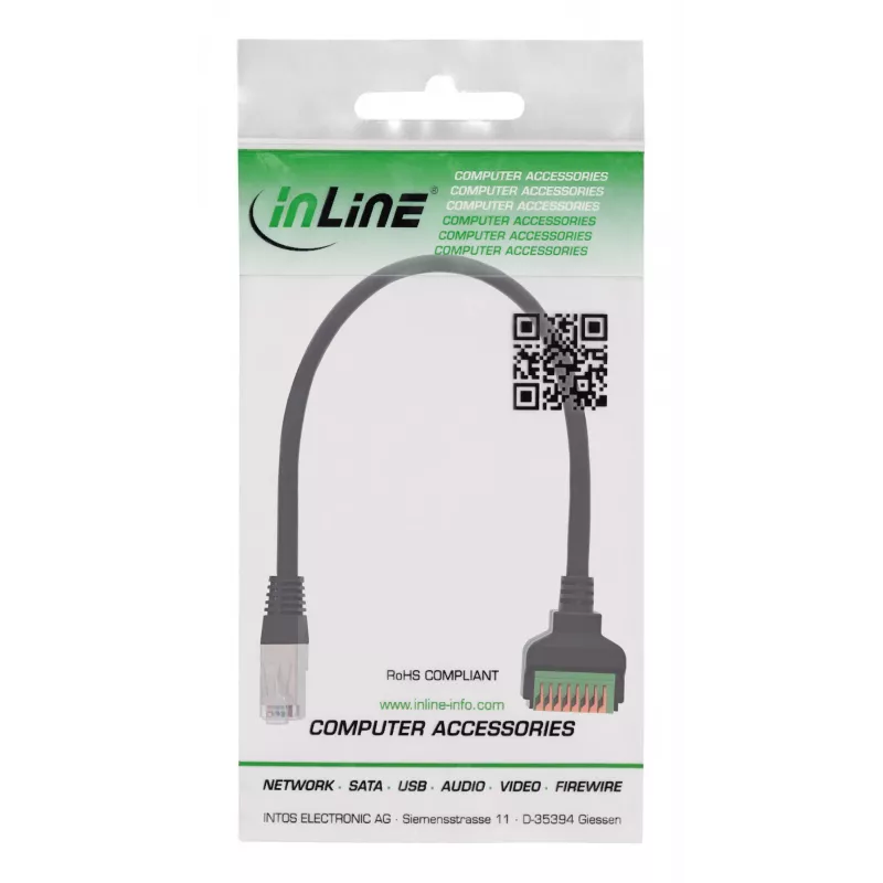 InLine 92505I juhtmeühendaja RJ45 Cat.5e 8P8C / klemmiplokk, 8-kontaktiline Must