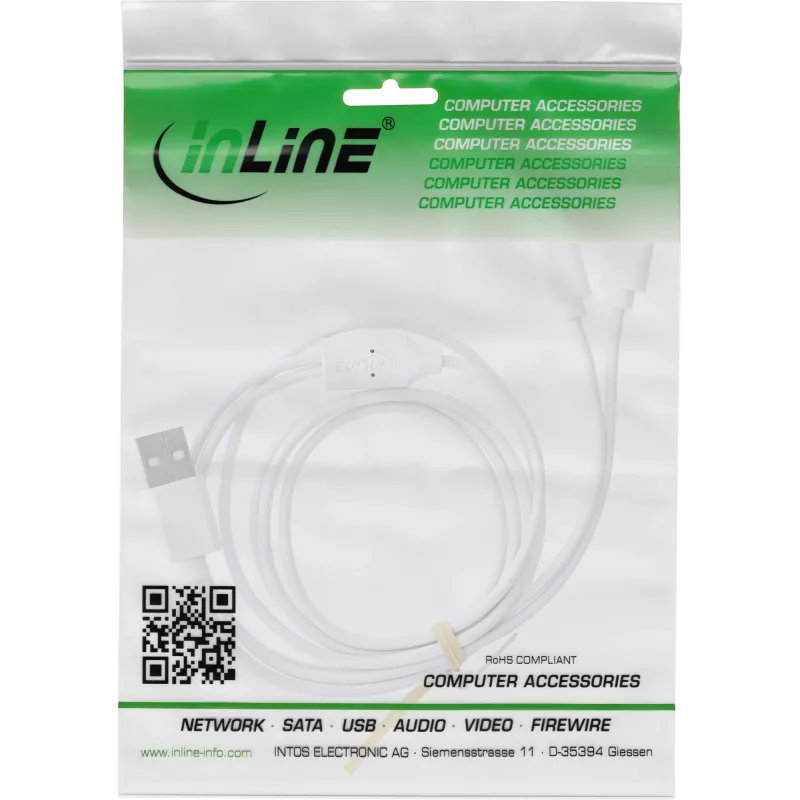 InLine 35122W USB-kaabel USB 2.0 2 m USB A 2 x USB C Valge