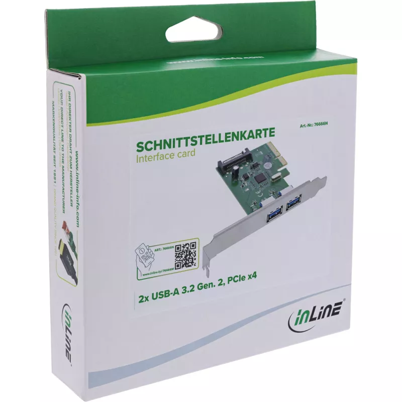 InLine 76666N liidesekaardid/adapterid Sisemine USB 3.2 Gen 2 (3.1 Gen 2)