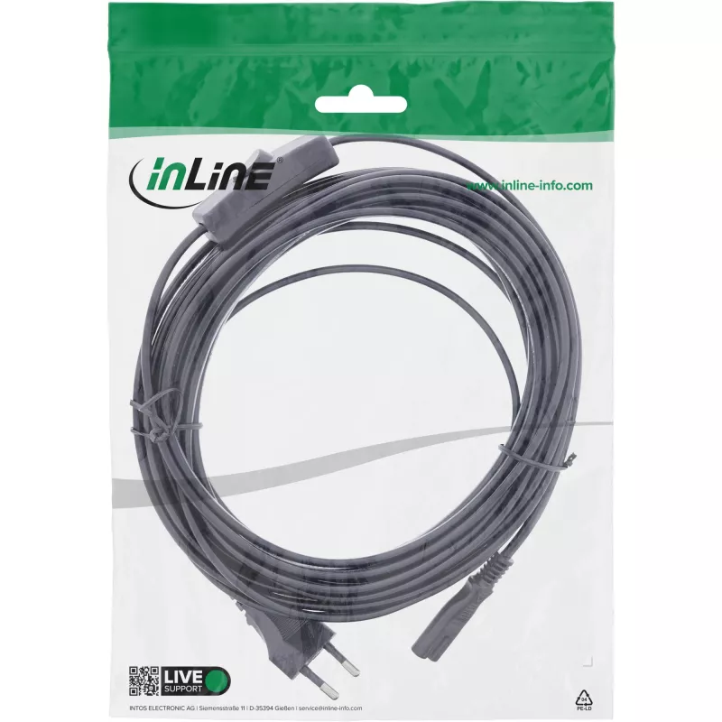 InLine 16153 toitejuhe Must 3 m CEE7/16 IEC C7