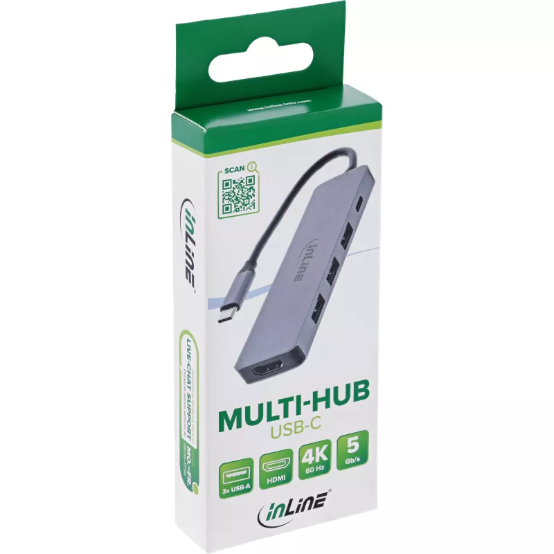 InLine 33271A liidesejaotur USB 3.2 Gen 1 (3.1 Gen 1) USB-C 5000 Mbit/s Hall