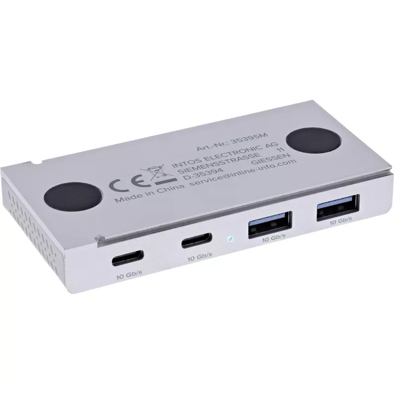 InLine 35395M liidesejaotur USB 3.2 Gen 2 (3.1 Gen 2) USB-C 10000 Mbit/s hõbedane