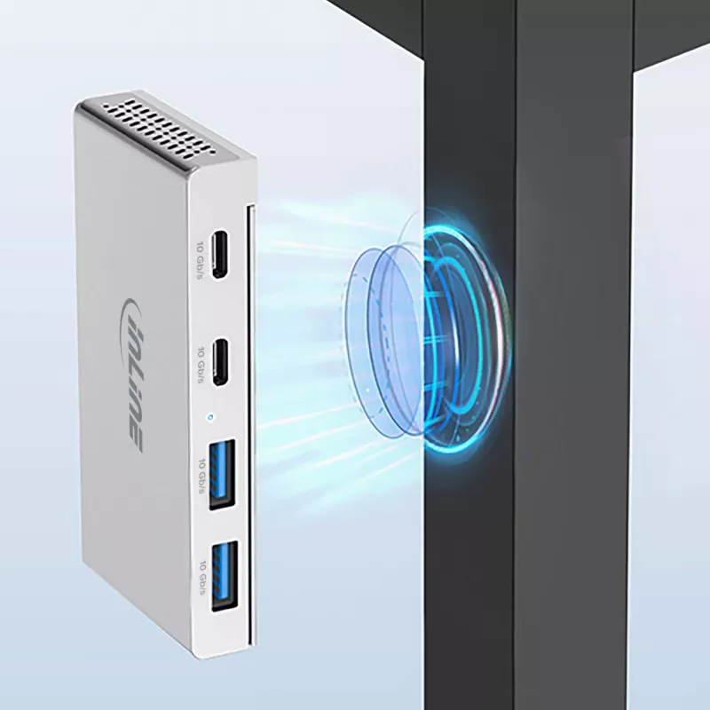 InLine 35395M liidesejaotur USB 3.2 Gen 2 (3.1 Gen 2) USB-C 10000 Mbit/s hõbedane