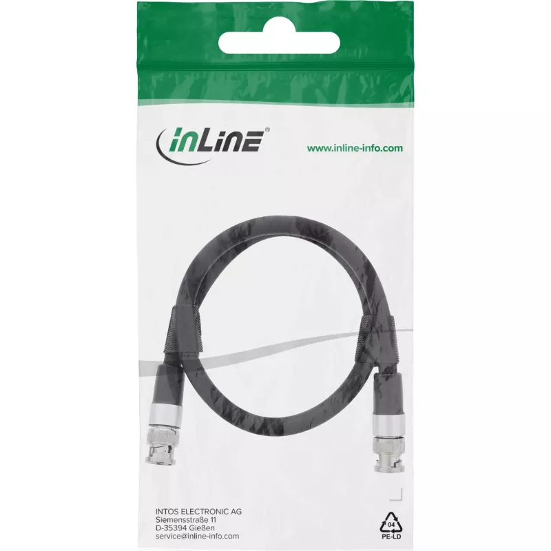 InLine BNC videokaabel, 12G-SDI, 4K60Hz, 75 Ohm, 0,5 m, 10855S