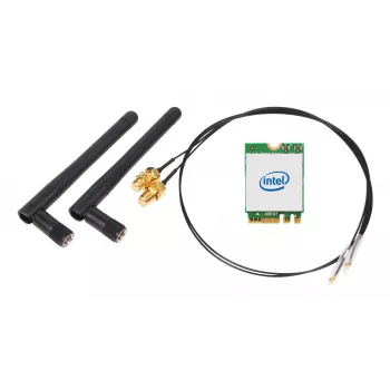 SHUTTLE WLN-M22 WLAN-komplekt — Intel AX210 M.2 Wi‑Fi 6E (kolmeribaline 2,4/5/6 GHz) koos Bluetooth 5.2 ja 2x2 väliste antennidega