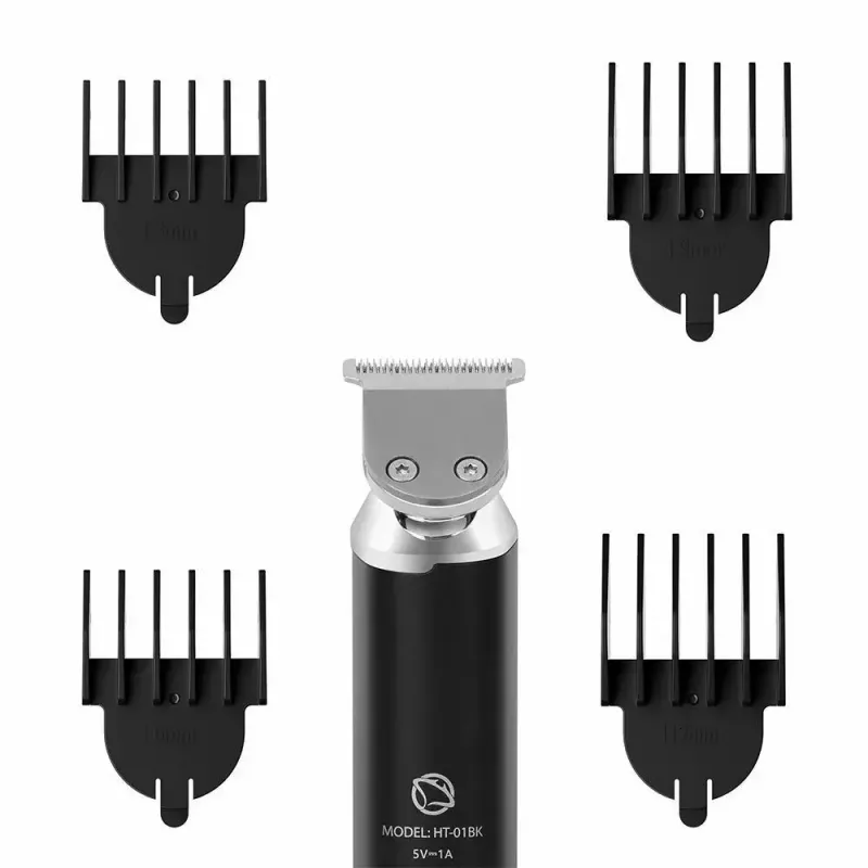 Juhtmeta laetav juuksetrimmer MANTA HT-01BK — USB-C, IPX7 veekindel, 90 min aku, 6 + 4 magnetkinnitust