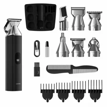 Juhtmeta laetav juuksetrimmer MANTA HT-01BK — USB-C, IPX7 veekindel, 90 min aku, 6 + 4 magnetkinnitust