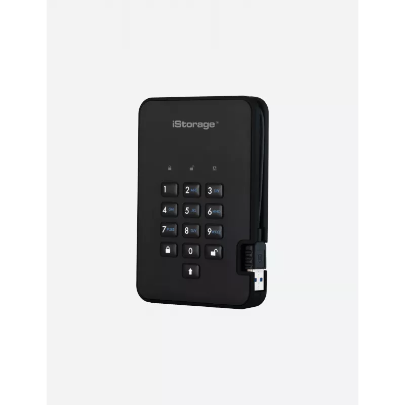 iStorage diskAshur2 256-bit 1TB USB 3.2 turvaline krüpteeritud pooljuhtketas - Must IS-DA2-256-SSD-1TB-B