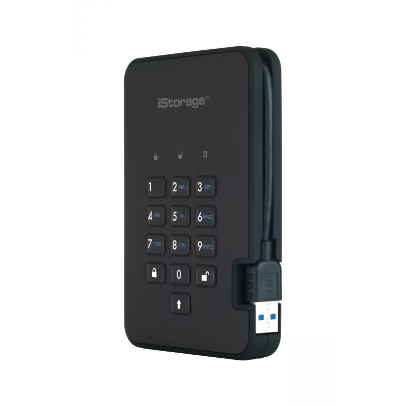 iStorage diskAshur2 256-bit 1TB USB 3.2 turvaline krüpteeritud pooljuhtketas - Must IS-DA2-256-SSD-1TB-B