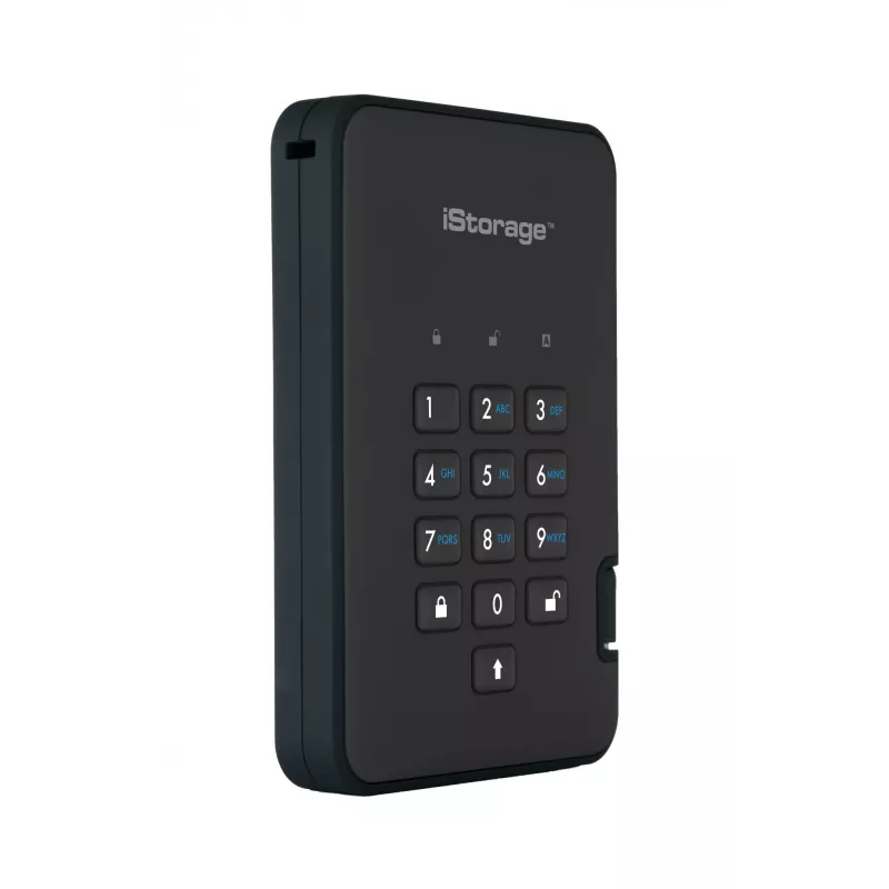 iStorage diskAshur2 256-bit 1TB USB 3.2 turvaline krüpteeritud pooljuhtketas - Must IS-DA2-256-SSD-1TB-B
