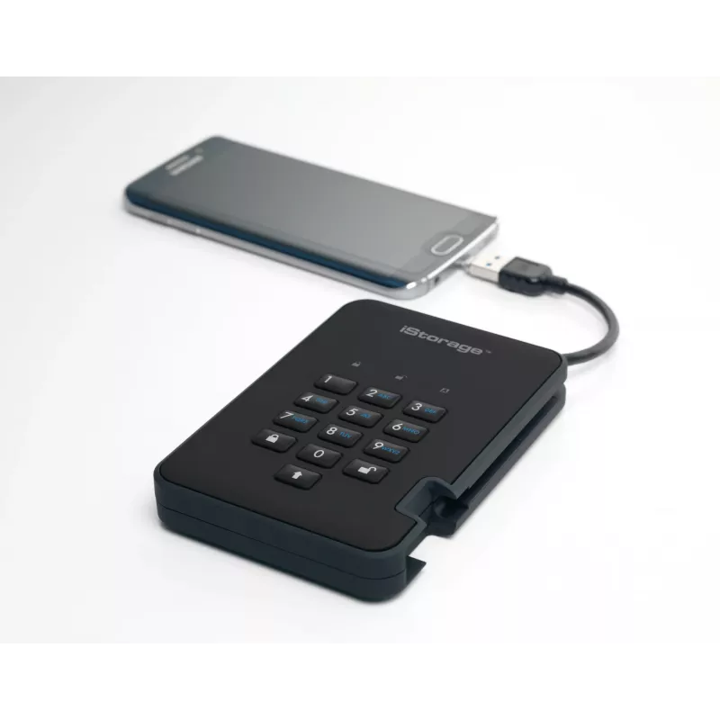 iStorage diskAshur2 256-bit 1TB USB 3.2 turvaline krüpteeritud pooljuhtketas - Must IS-DA2-256-SSD-1TB-B